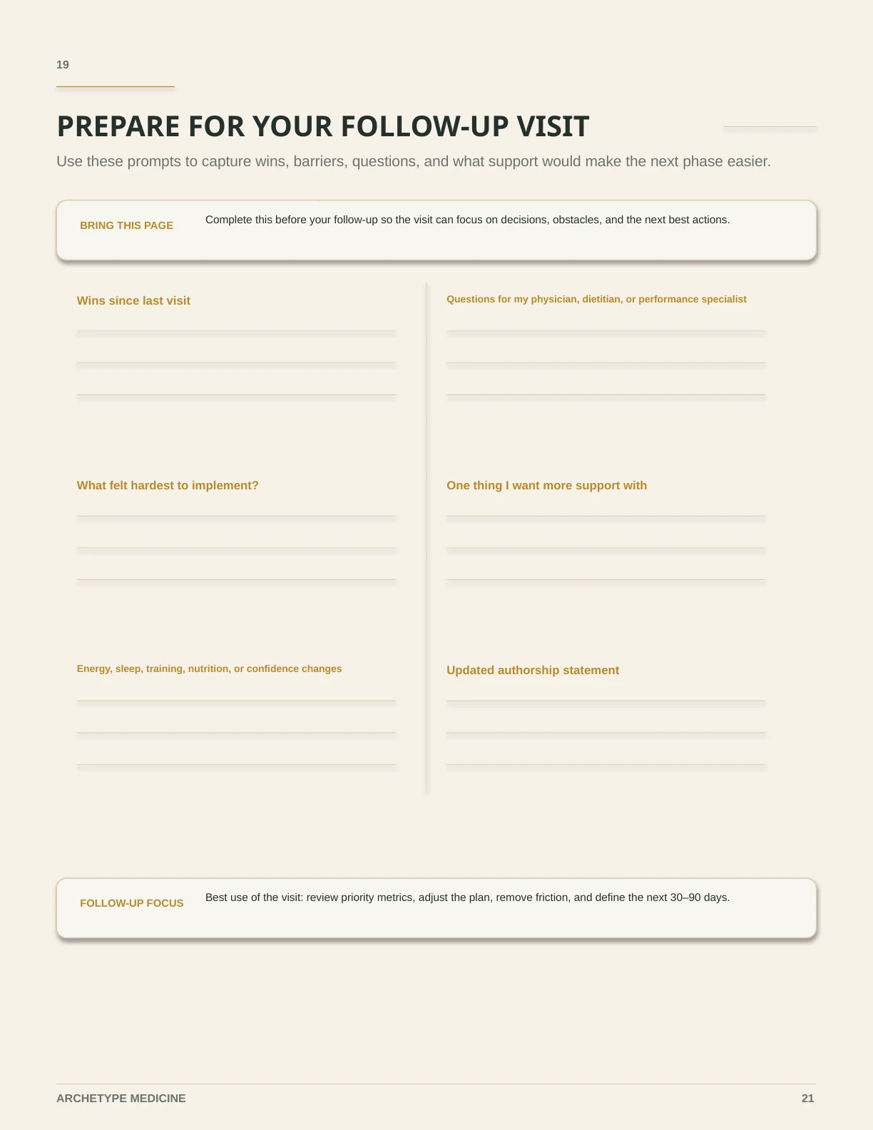 Report page: Prepare for Follow-Up Visit